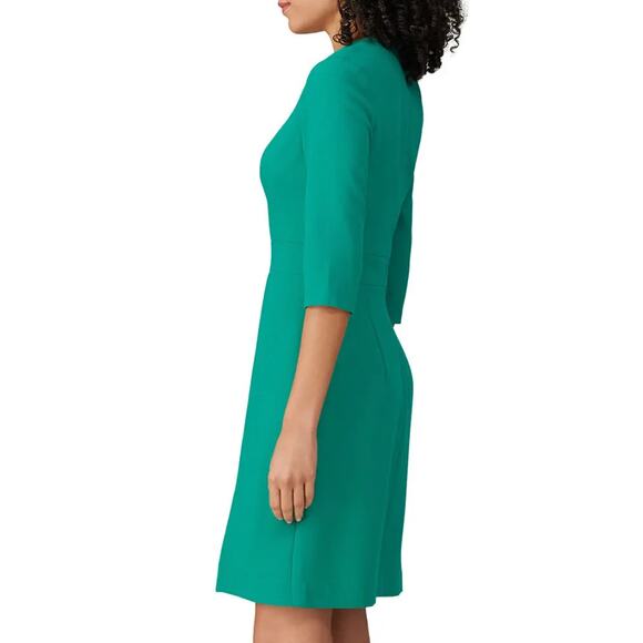 Black Halo Green Mini Sheath Dress Size 2 Career Work Professional Designer $400 - Picture 2 of 13
